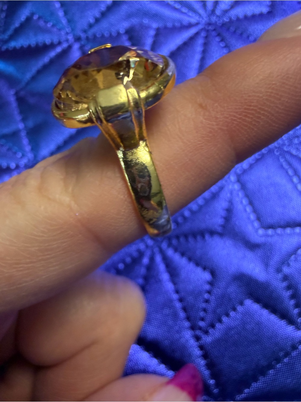 Park Lane Gold Tone Amber Crystal Statement Ring Size 7 New - Picture 3 of 3